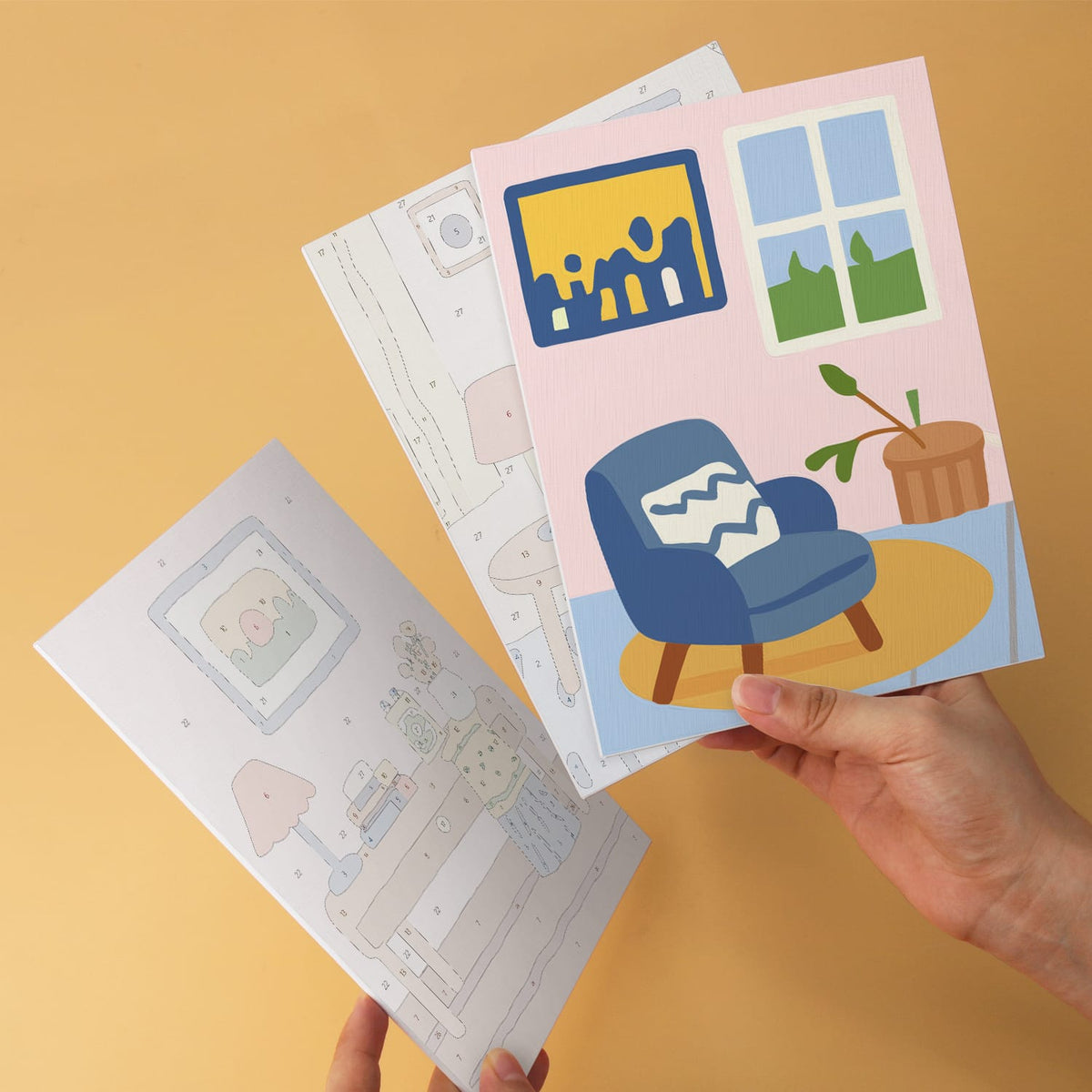 Mini Paint by Numbers Kit - Cozy Corners ｜6 Canvas Panels
