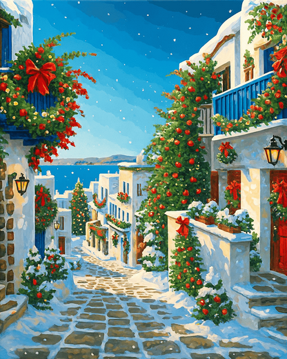"Christmas in Santorini" by ColourMost™ | Original Paint by Numbers