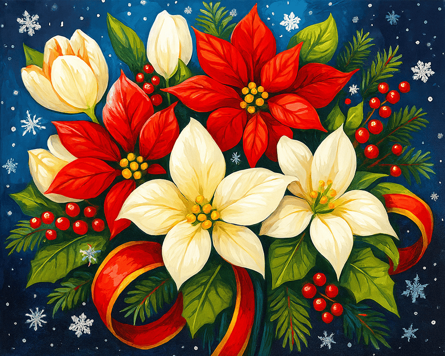 "Christmas Blossoms" by ColourMost™ | Original Paint by Numbers