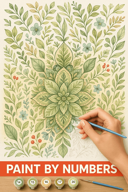 "Serenity Mandalas" Series - Botanical P251104#03 | Original Paint by Numbers | Diamond Painting (16"x20" / 40x50cm)