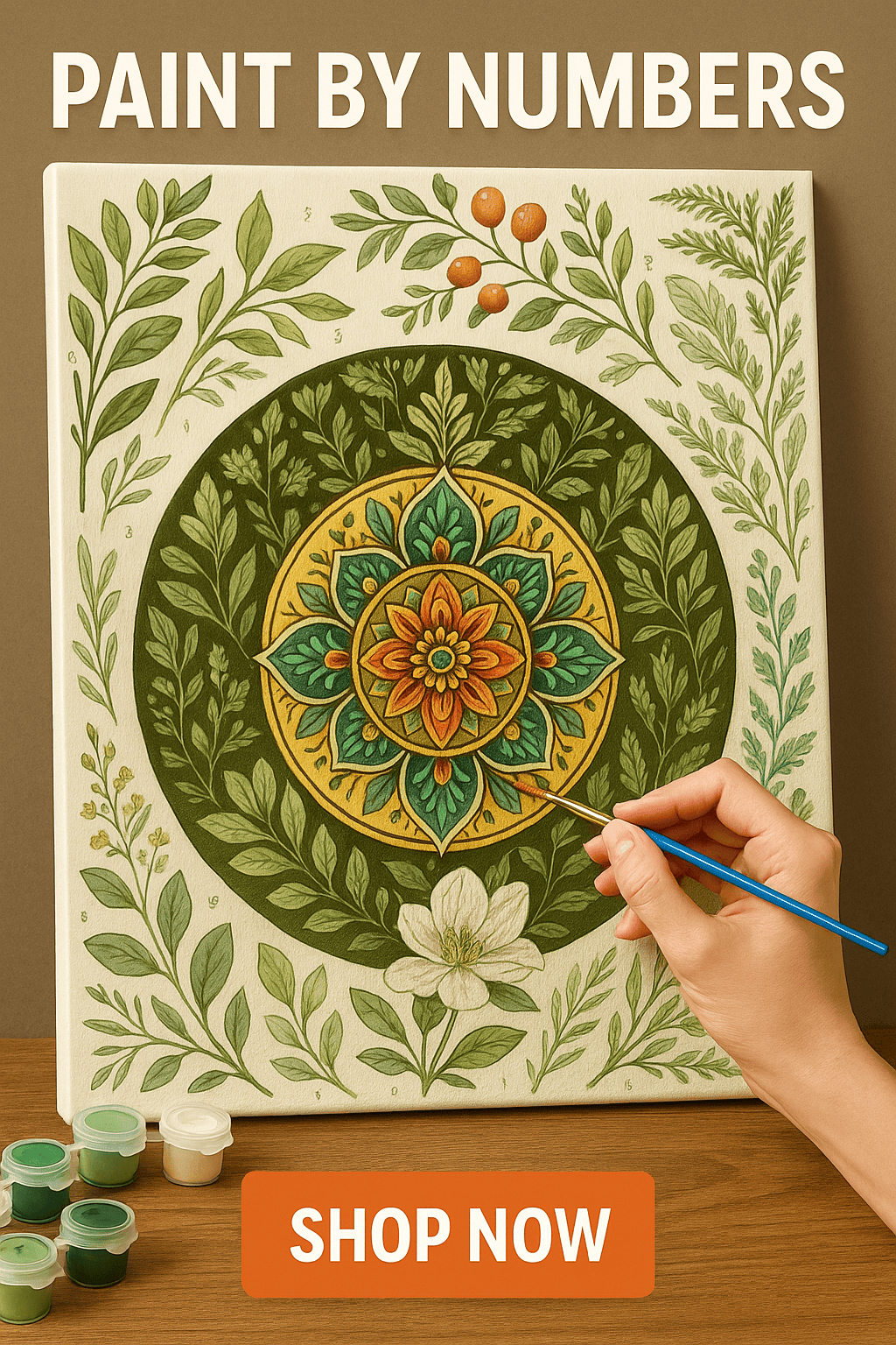 "Serenity Mandalas" Series - Botanical P251104#01 | Original Paint by Numbers | Diamond Painting (16"x20" / 40x50cm)