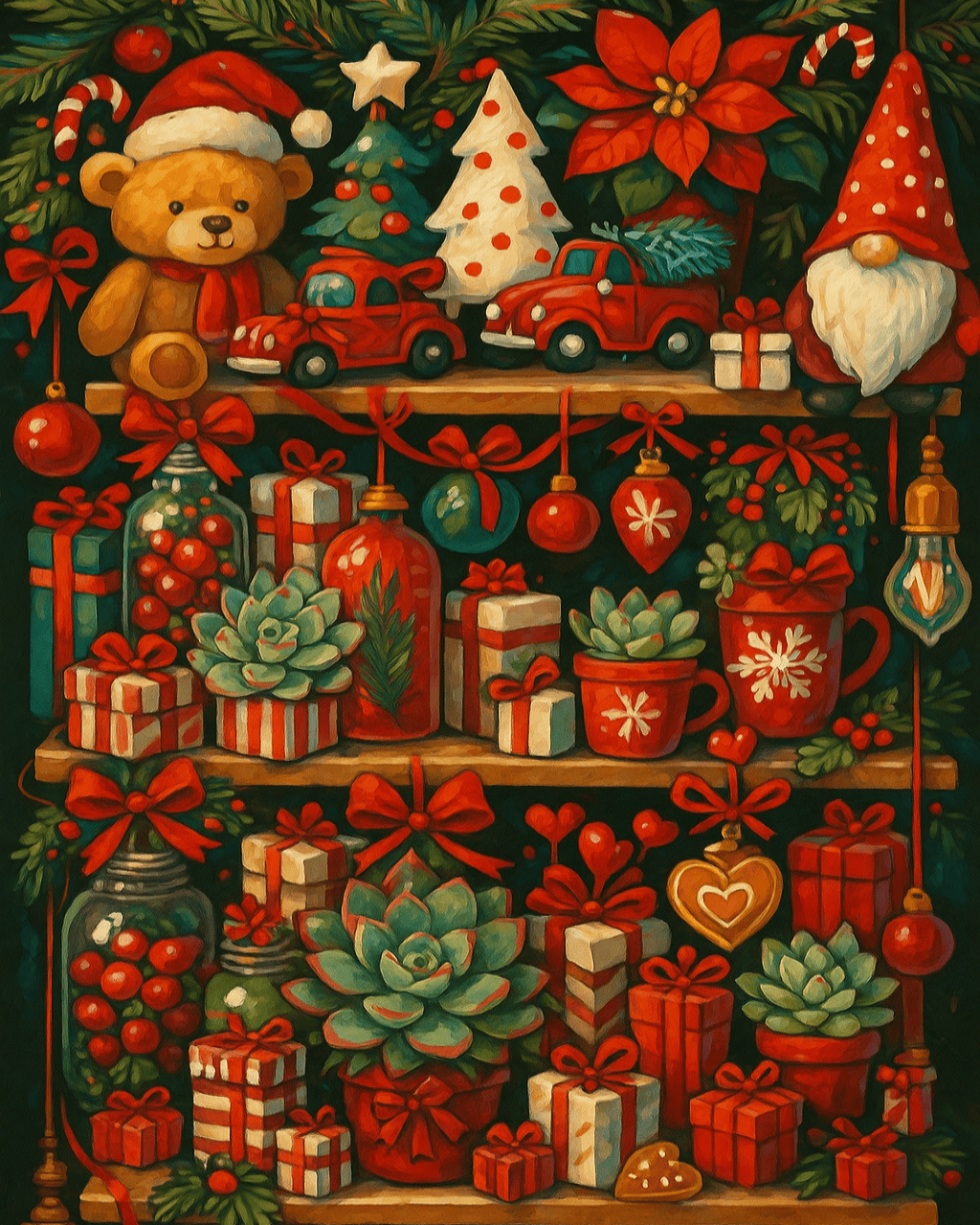 "Christmas Shelf of Joy" by ColourMost™ | Original Paint by Numbers