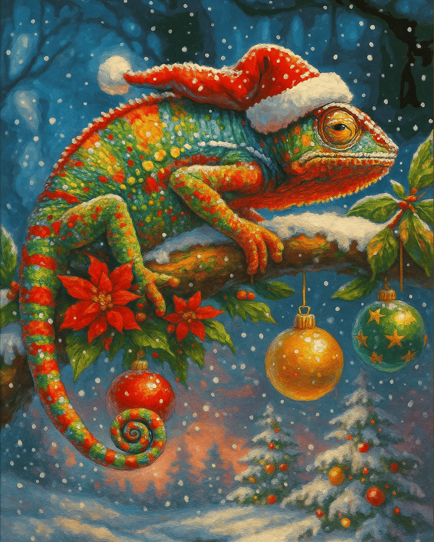 "Christmas Chameleon" by ColourMost™ | Original Paint by Numbers