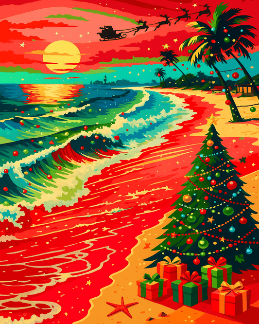 "Christmas Sunset Beach" by ColourMost™ | Original Paint by Numbers