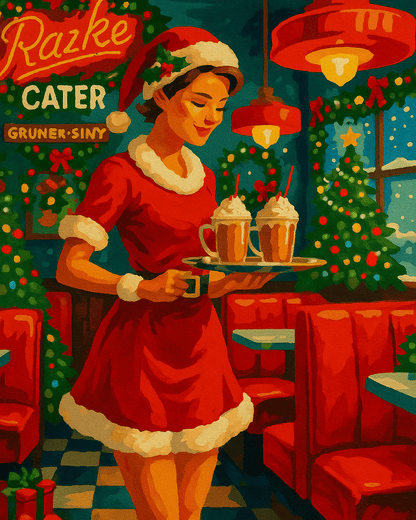 "Christmas Diner Girl" by ColourMost™ | Original Paint by Numbers