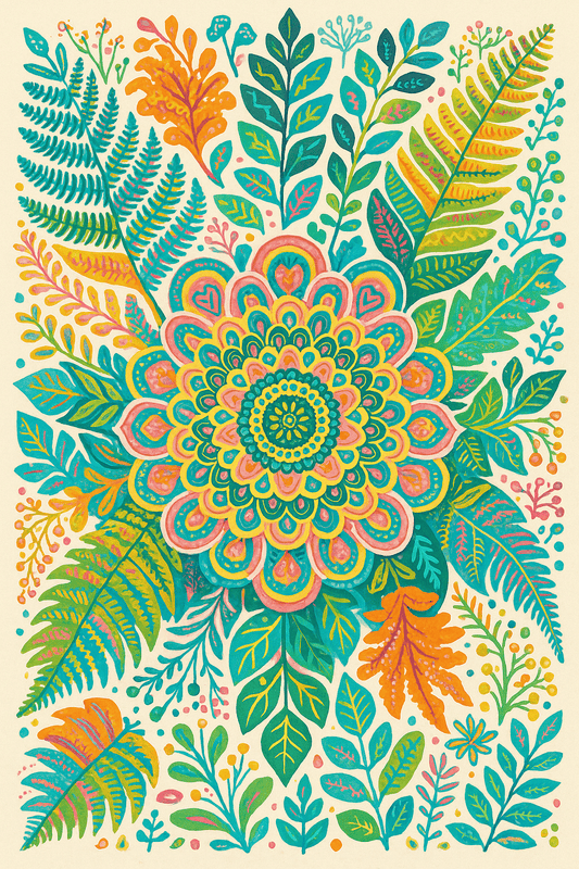 "Serenity Mandalas" Series - Botanical P251109#01 | Original Paint by Numbers (16"x24" / 40x60cm)