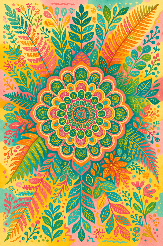 "Serenity Mandalas" Series - Botanical P251109#02 | Original Paint by Numbers (16"x24" / 40x60cm)