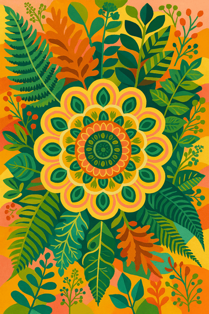 "Serenity Mandalas" Series - Botanical P251109#09 | Original Paint by Numbers (16"x24" / 40x60cm)