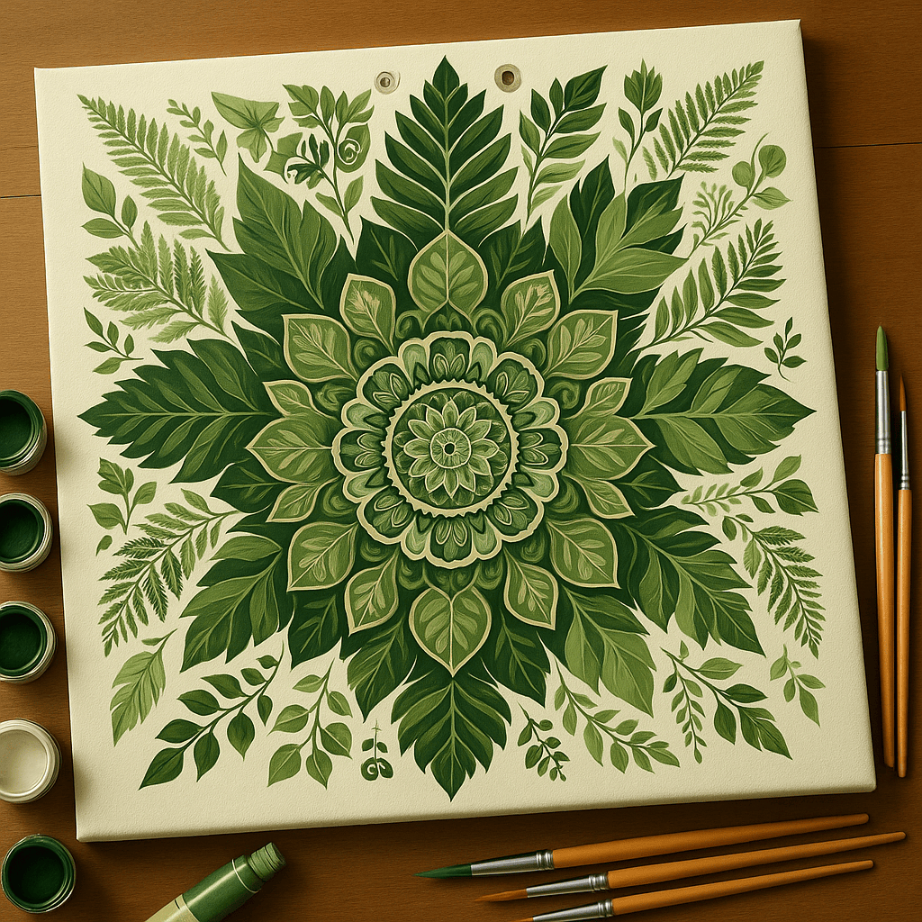 "Serenity Mandalas" Series - Botanical P12#12 | Original Paint by Numbers | Diamond Painting (16"x16" / 40x40cm)