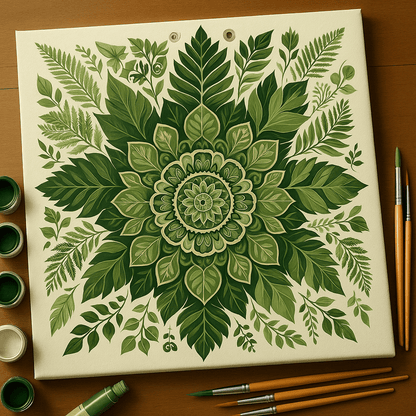 "Serenity Mandalas" Series - Botanical P12#12 | Original Paint by Numbers | Diamond Painting (16"x16" / 40x40cm)