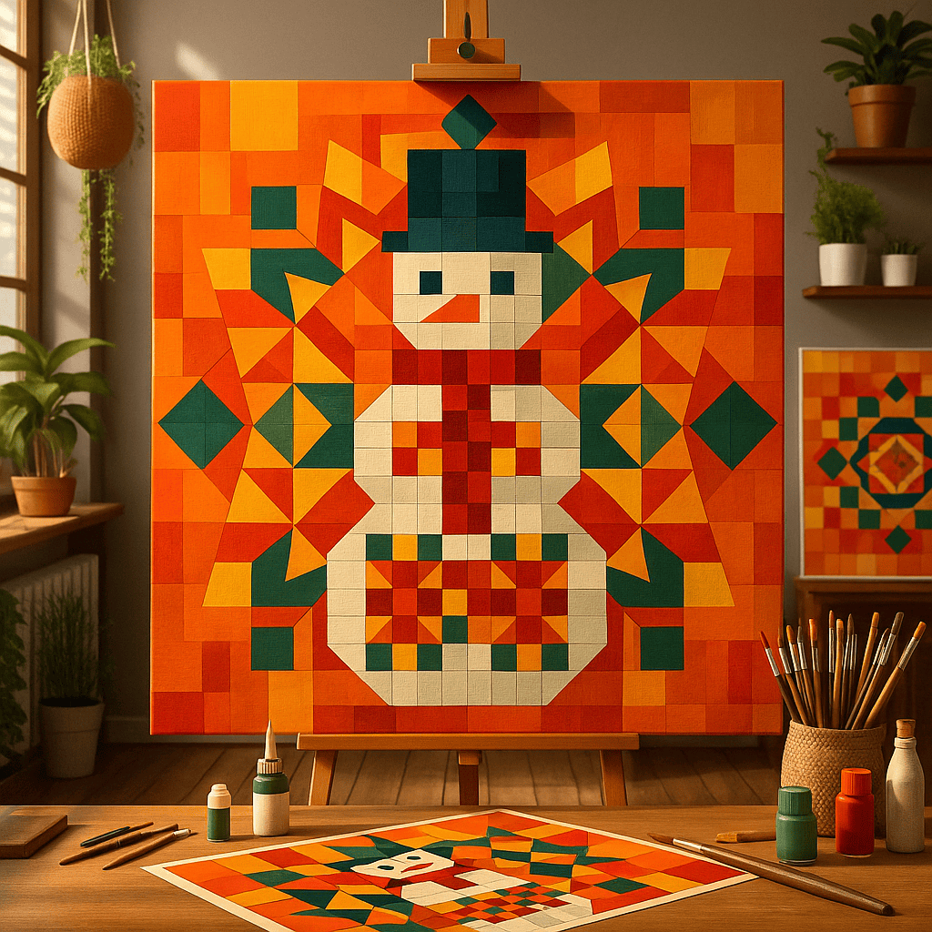 "Serenity Mandalas" Series - Snowman P251120#01 | Original Paint by Numbers