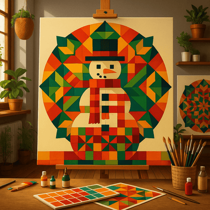 "Serenity Mandalas" Series - Snowman P251120#01 | Original Paint by Numbers