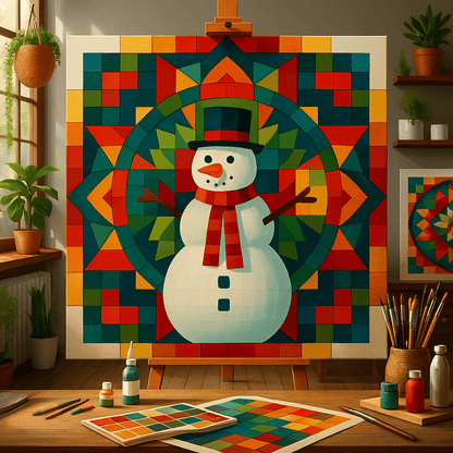 "Serenity Mandalas" Series - Snowman P251120#01 | Original Paint by Numbers