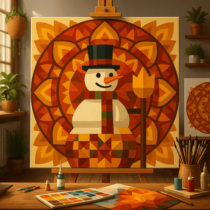 "Serenity Mandalas" Series - Snowman P251120#01 | Original Paint by Numbers