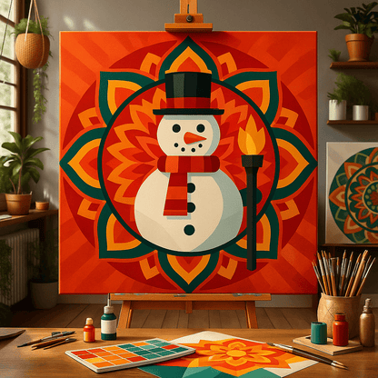 "Serenity Mandalas" Series - Snowman P251120#01 | Original Paint by Numbers