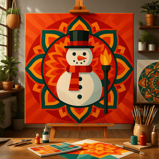"Serenity Mandalas" Series - Snowman P251120#01 | Original Paint by Numbers