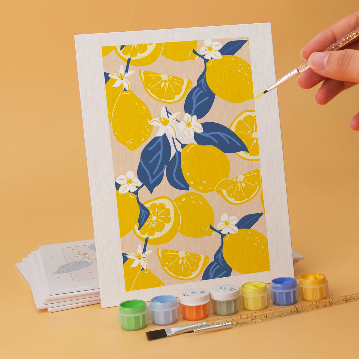 Mini Paint by Numbers Kit - Lemon Dolce ｜6 Canvas Panels