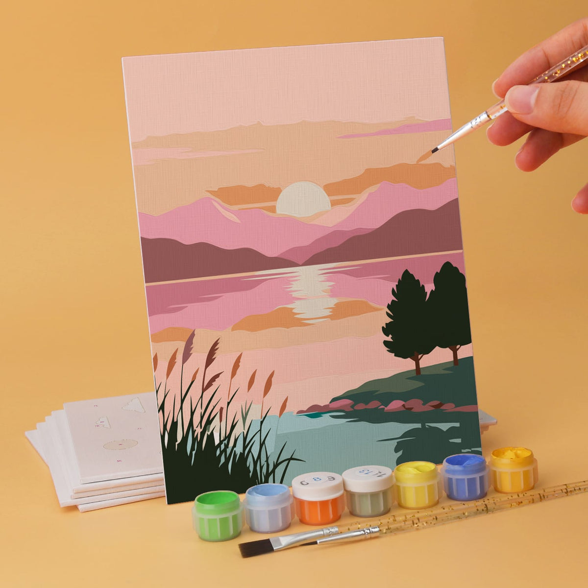Mini Paint by Numbers Kit - Wander & Wonder ｜6 Canvas Panels
