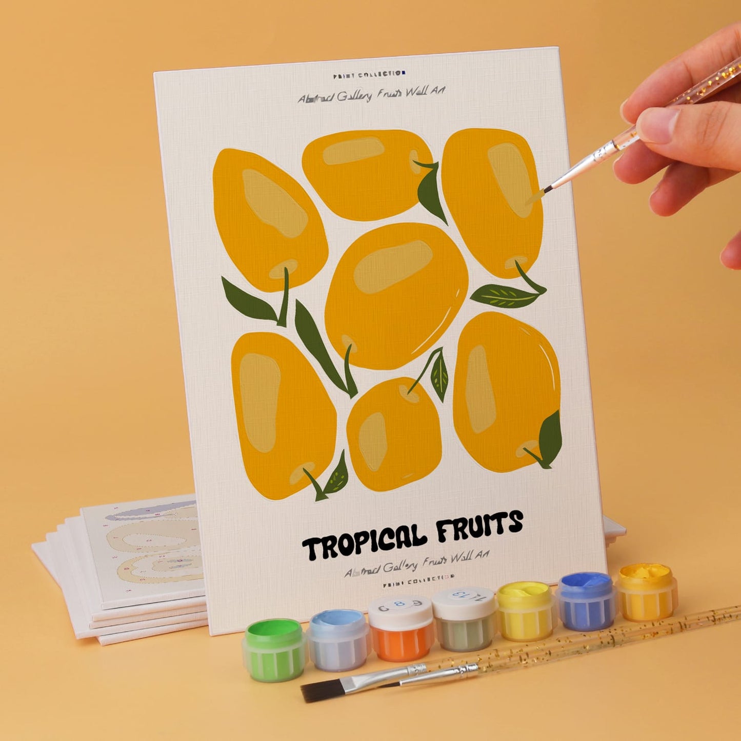 Mini Paint by Numbers Kit – Fruity Vibes | 6 Canvas Panels