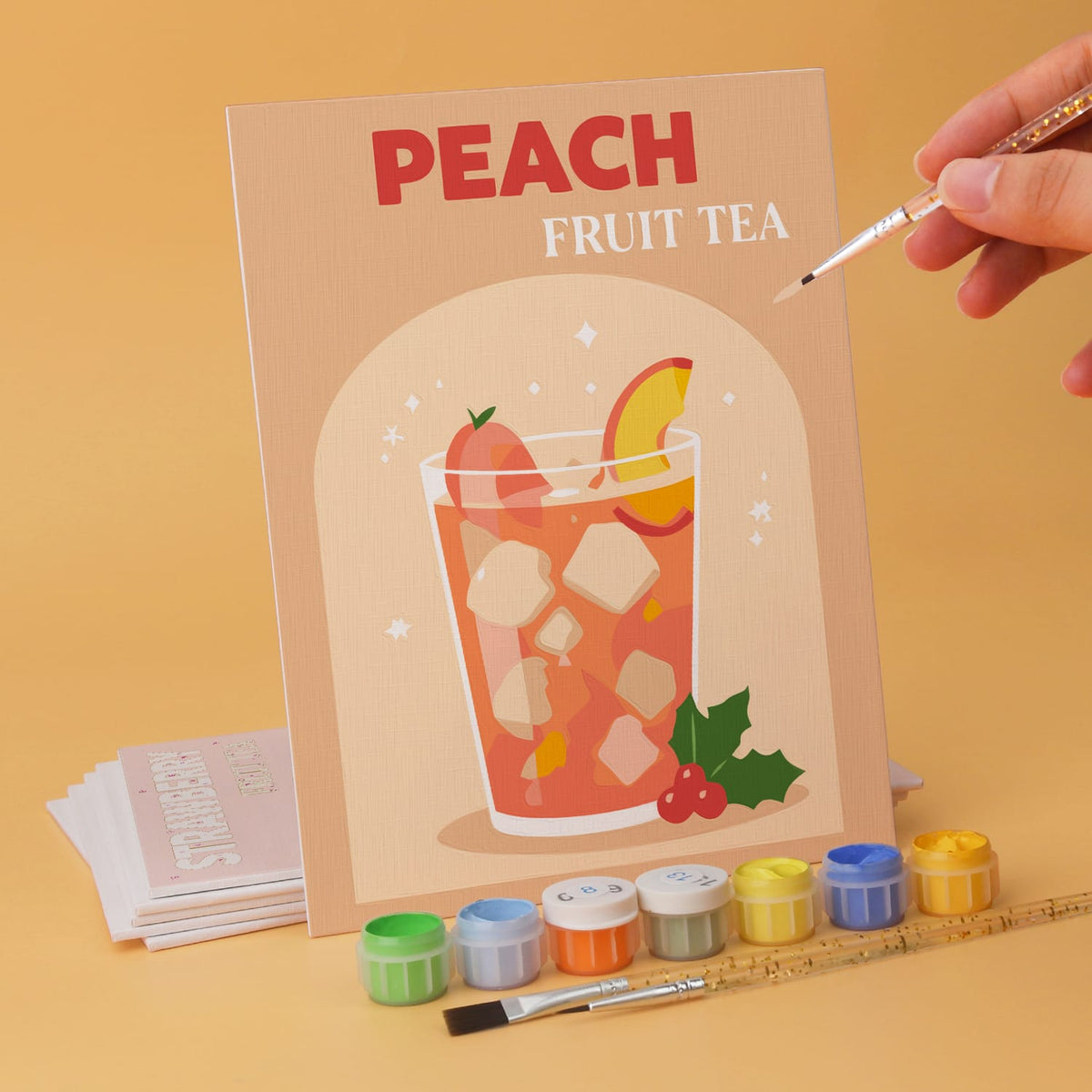 Mini Paint by Numbers Kit - Fruity Sips ｜6 Canvas Panels