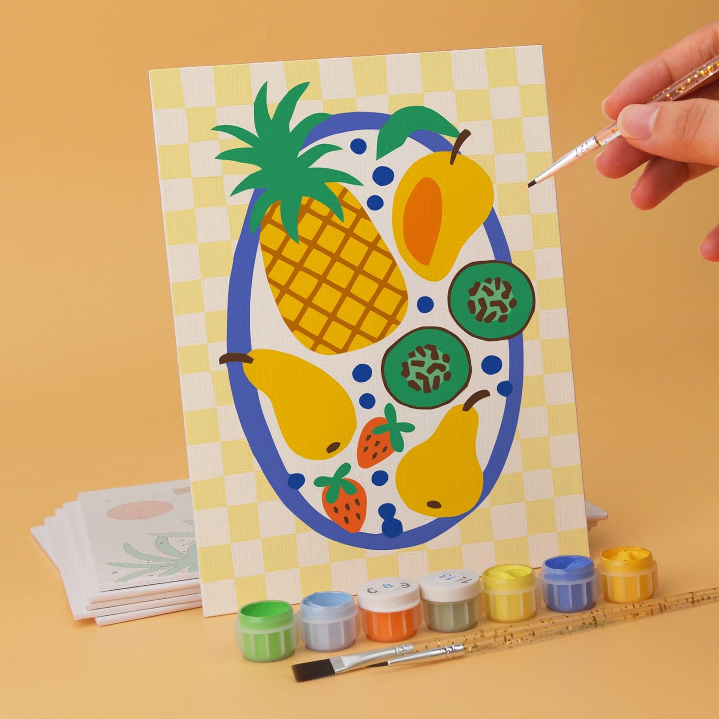 Mini Paint by Numbers Kit - Fruit & Fun ｜6 Canvas Panels