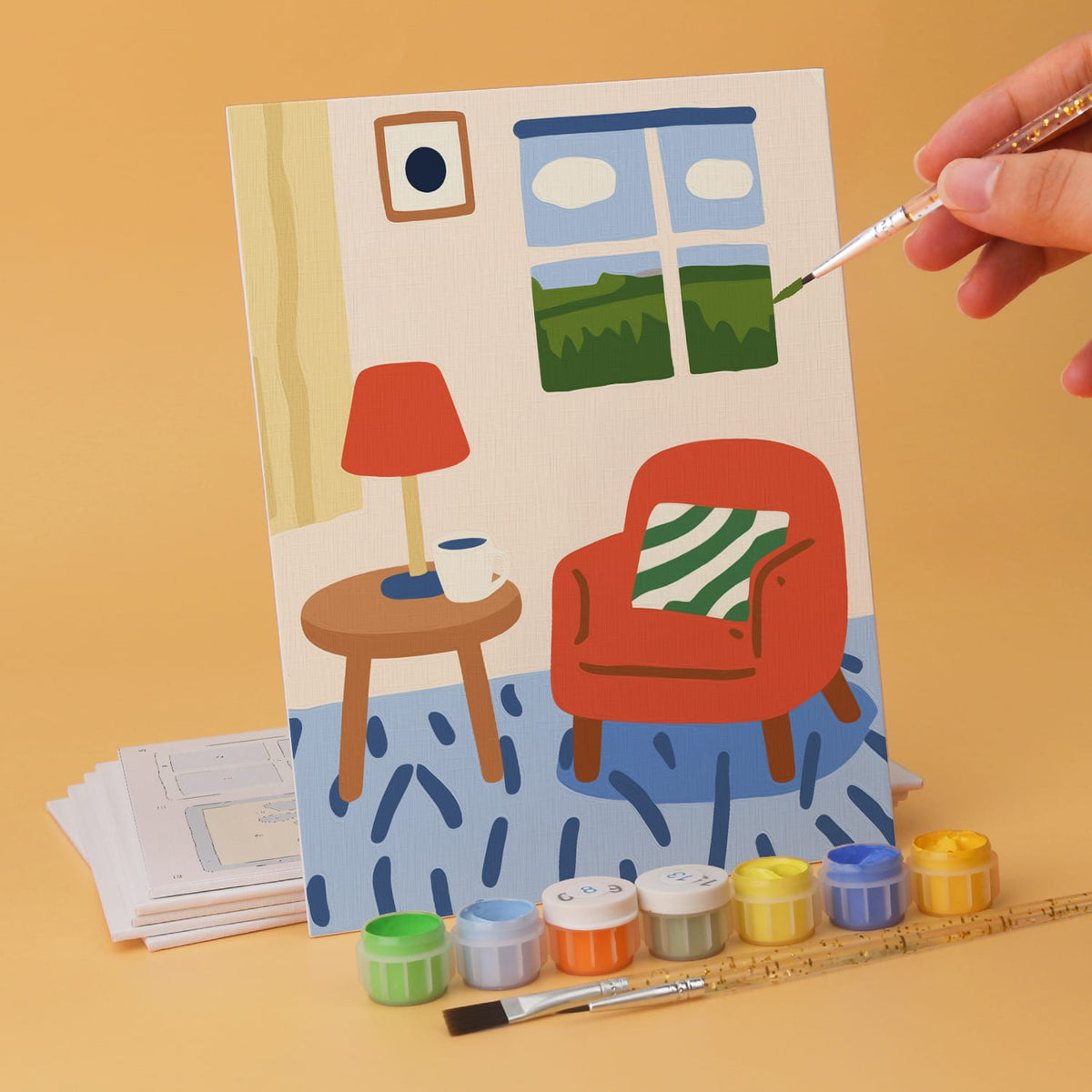 Mini Paint by Numbers Kit - Cozy Corners ｜6 Canvas Panels