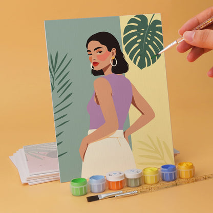 Mini Paint by Numbers Kit – Tropical Muse | 6 Canvas Panels
