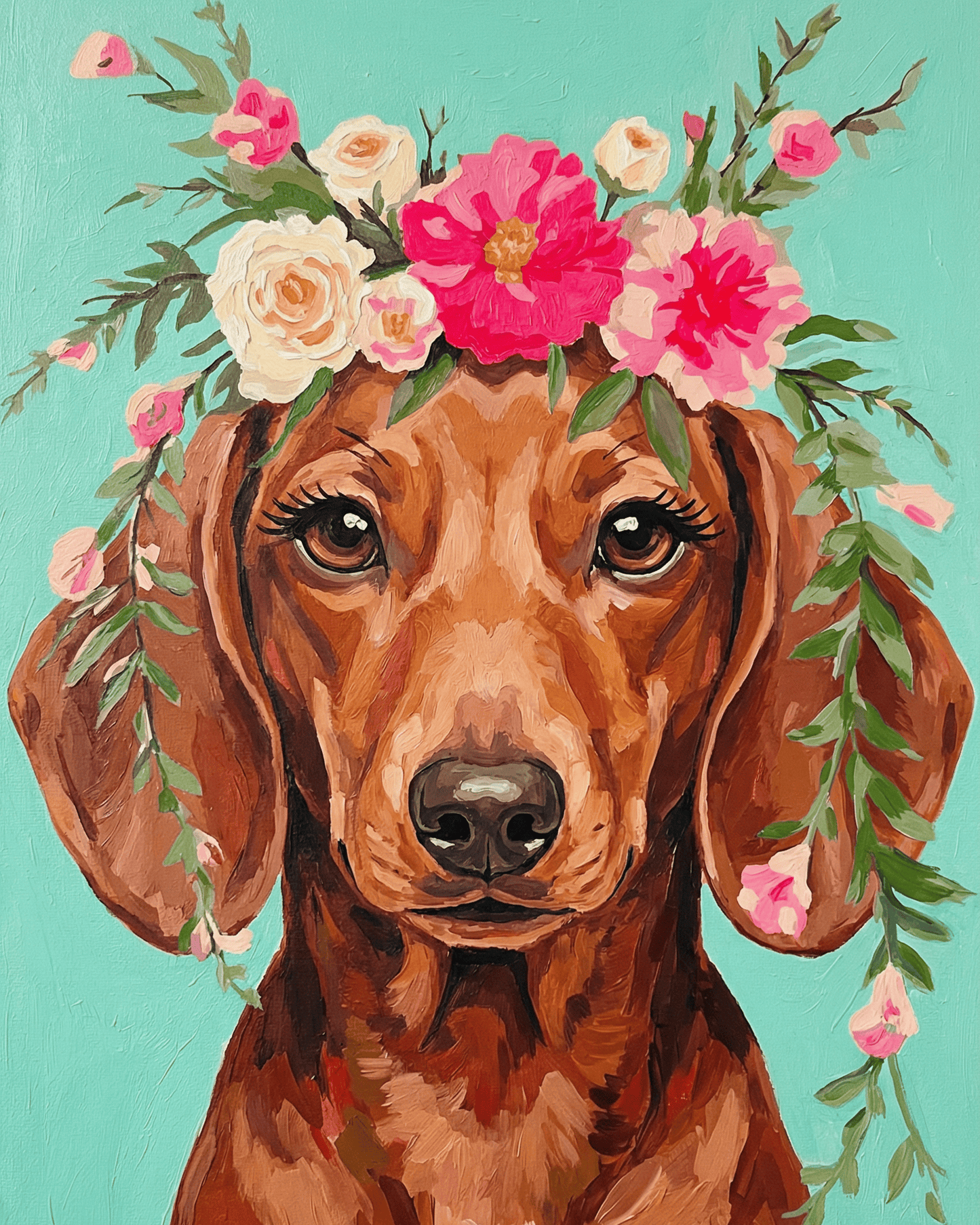 Dachshund | "Blooming Pets" Original Paint by Numbers (16"x20" / 40x50cm)