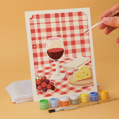 Mini Paint by Numbers Kit - Sip & Chill ｜6 Canvas Panels