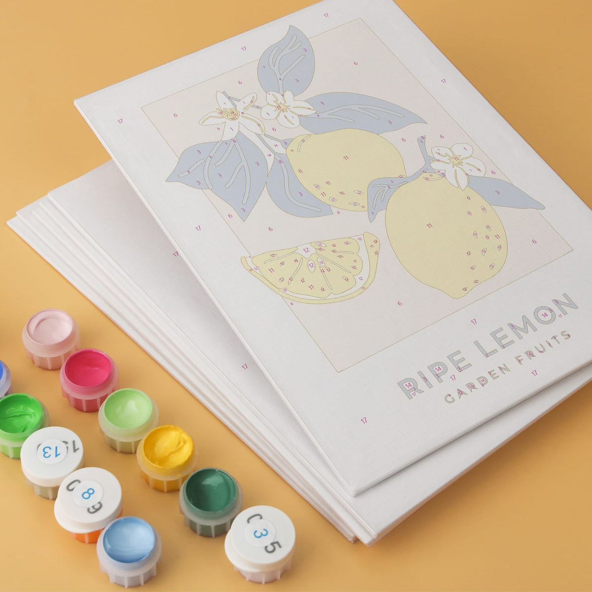 Mini Paint by Numbers Kit - Lemon Dolce ｜6 Canvas Panels
