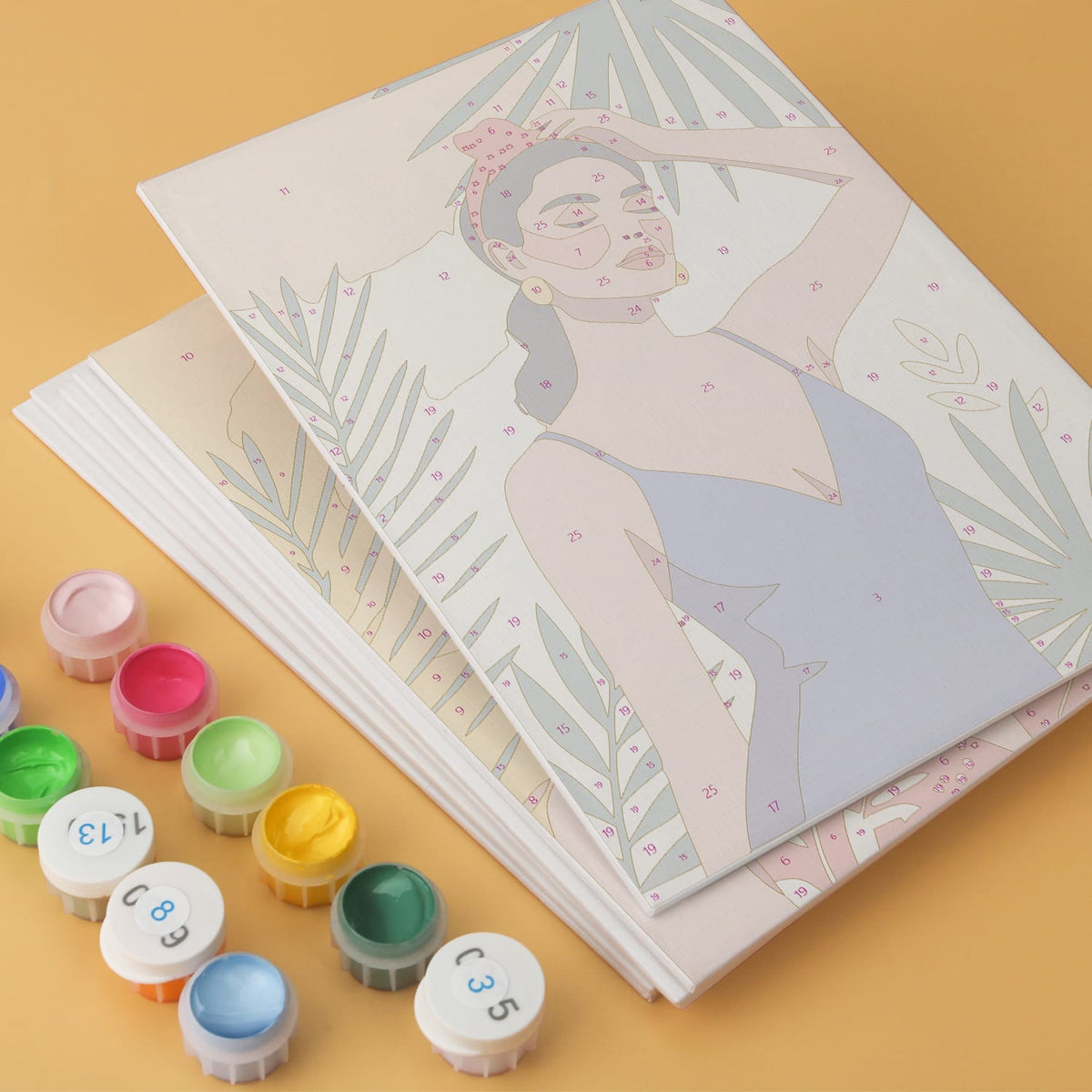 Mini Paint by Numbers Kit – Tropical Muse | 6 Canvas Panels