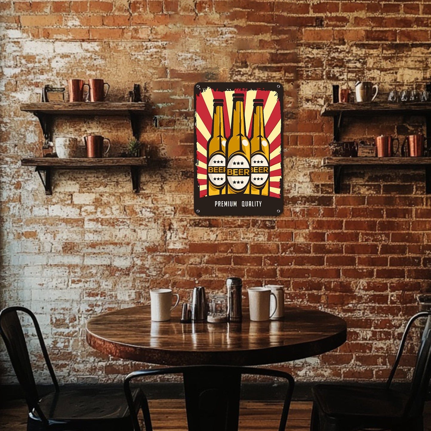 ColourMost™ Metal Bar/Posters Art Paint By Numbers- Premium Beer Trio #2 (20x30cm /7.8"x11.8"）