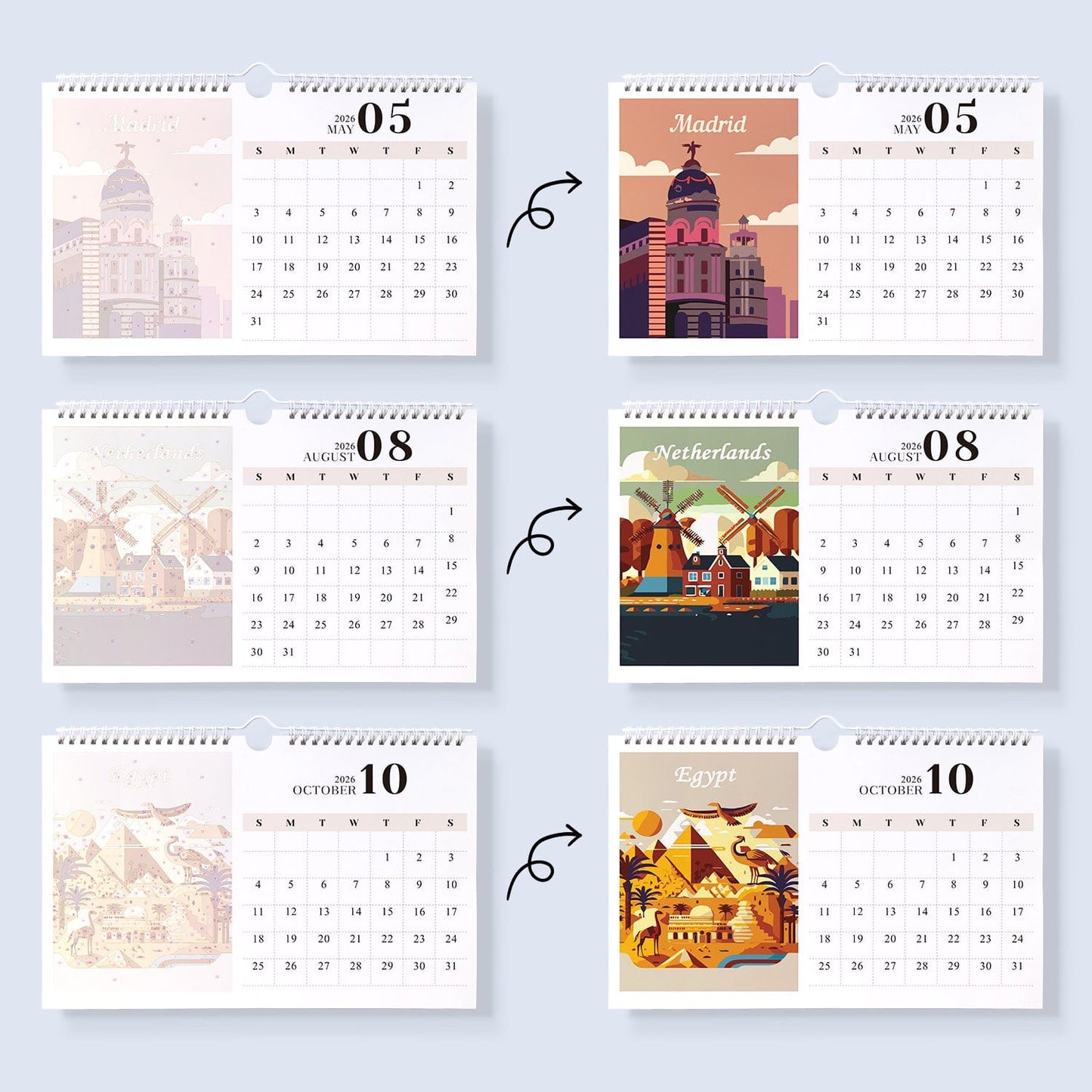 ColourMost™ 2026 Calendar Series – World Scenic Spots / Animal Series /Paint by Numbers(28.3cm x 21cm)
