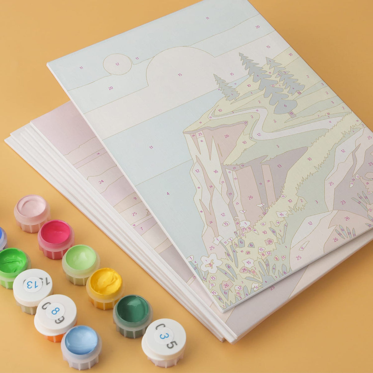 Mini Paint by Numbers Kit - Wander & Wonder ｜6 Canvas Panels