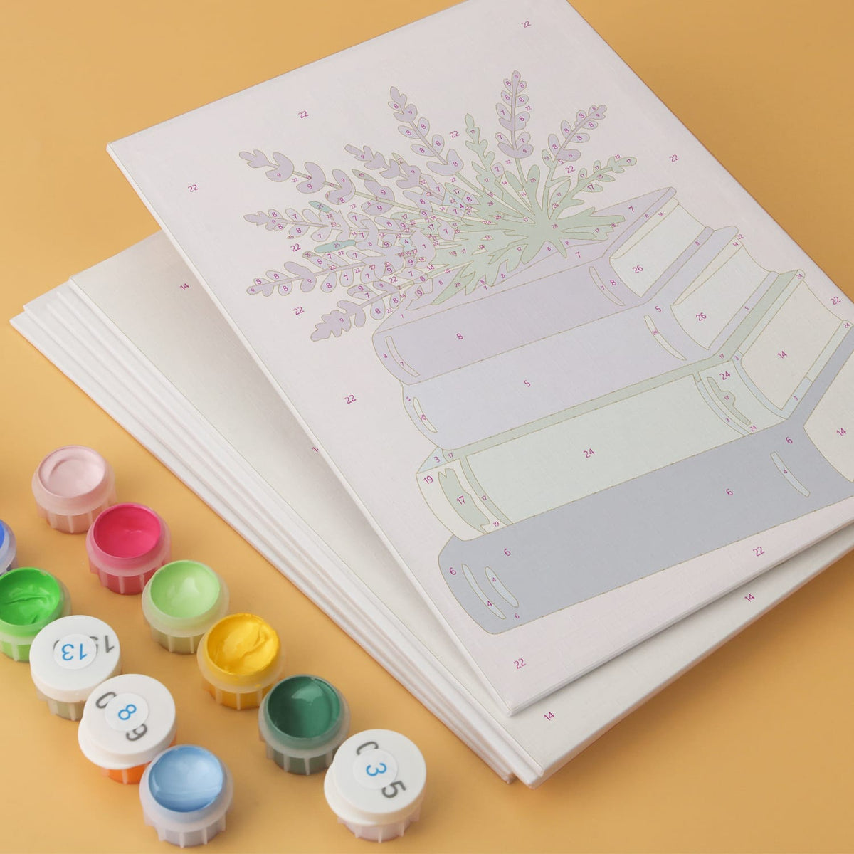 Mini Paint by Numbers Kit - Quiet Blooms ｜6 Canvas Panels