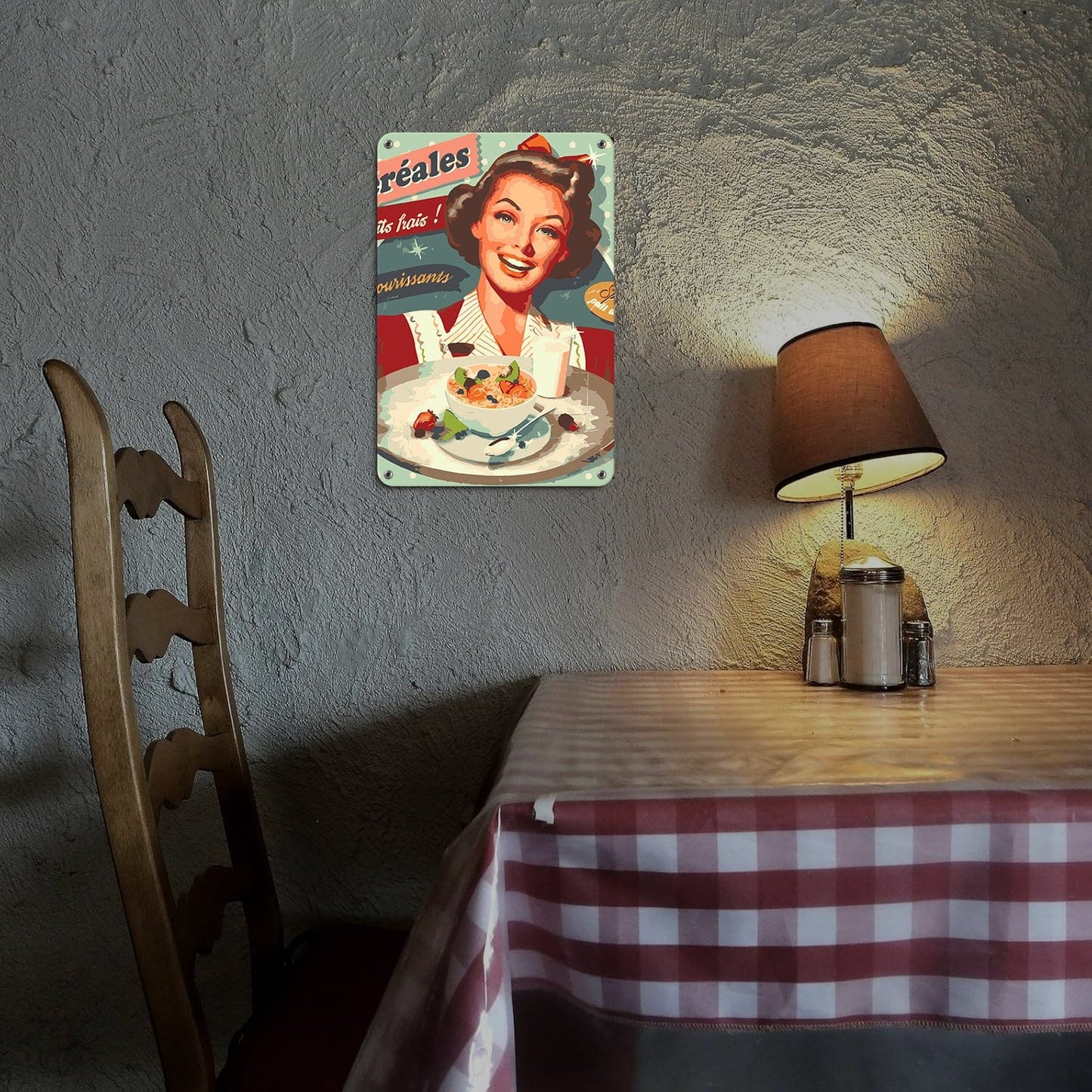 ColourMost™ Metal Bar/Posters Art Paint By Numbers- Vintage Breakfast Lady #18 (20x30cm /7.8"x11.8"）