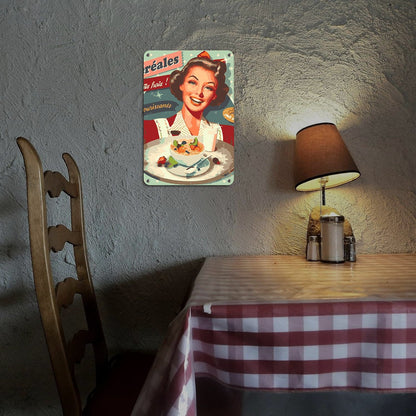 ColourMost™ Metal Bar/Posters Art Paint By Numbers- Vintage Breakfast Lady #18 (20x30cm /7.8"x11.8"）
