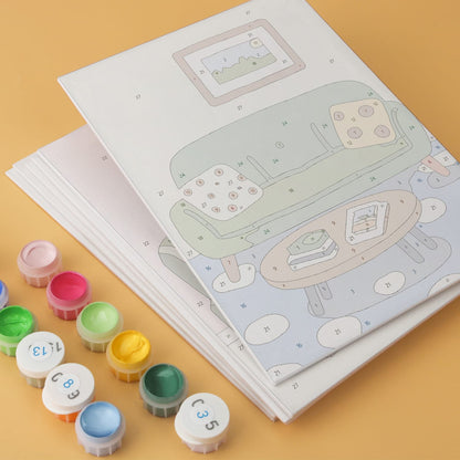 Mini Paint by Numbers Kit - Cozy Corners ｜6 Canvas Panels