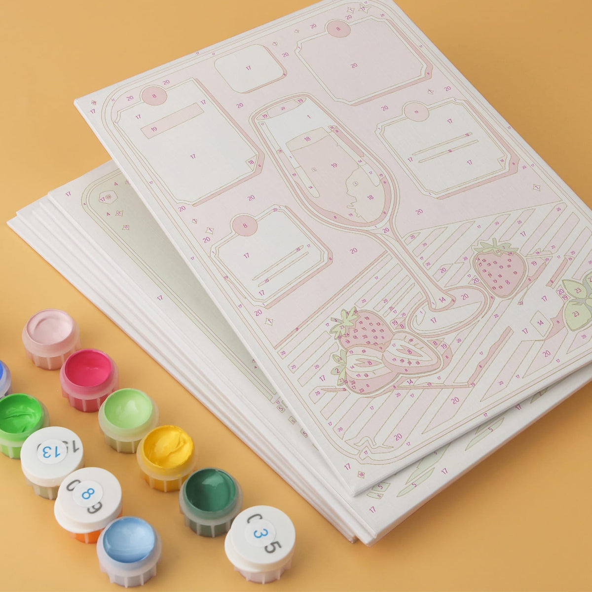 Mini Paint by Numbers Kit - Sip & Chill ｜6 Canvas Panels