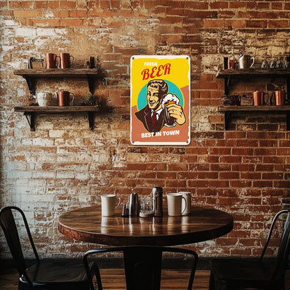 ColourMost™ Metal Bar/Posters Art Paint By Numbers- Fresh Beer, Best in Town #05 (20x30cm /7.8"x11.8"）