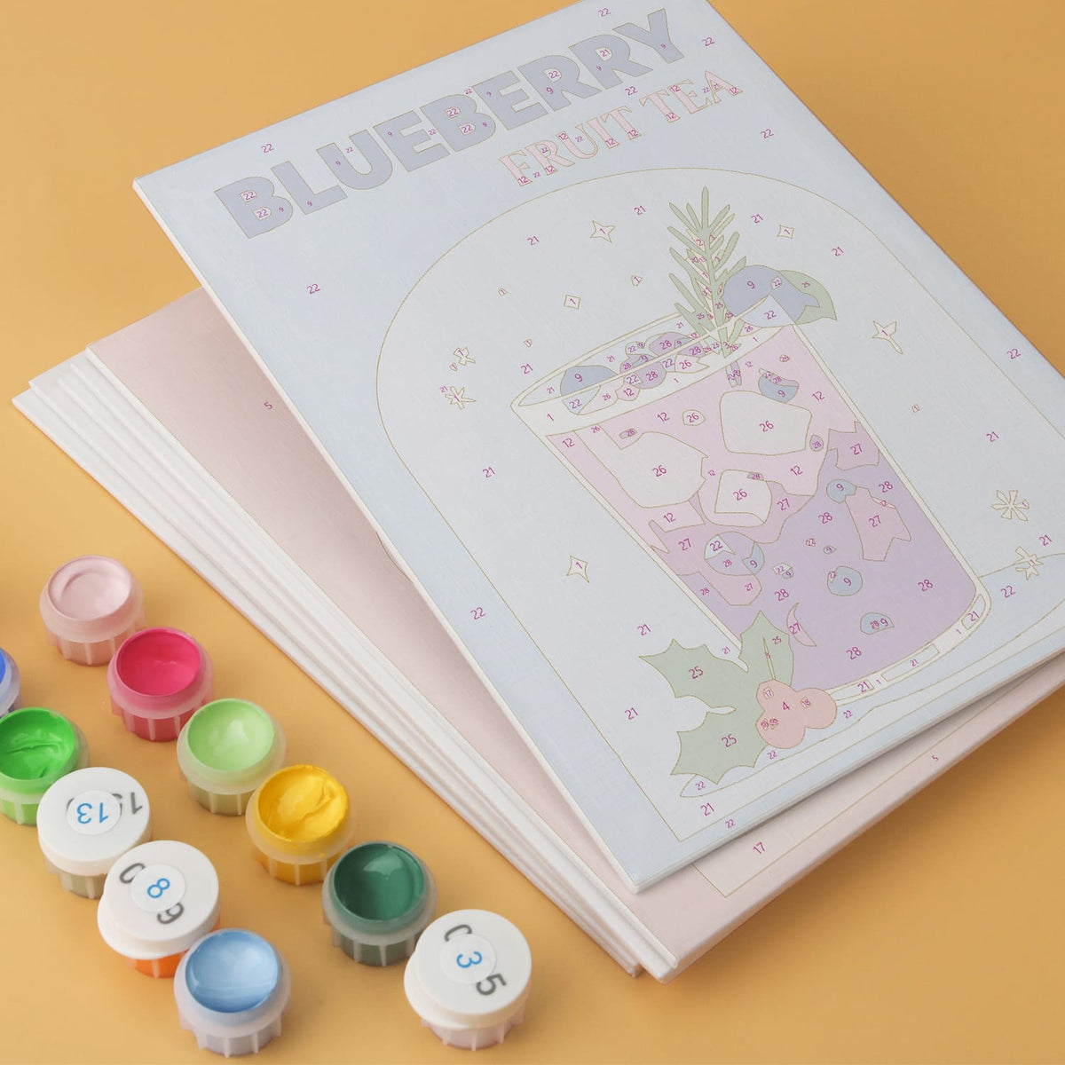 Mini Paint by Numbers Kit - Fruity Sips ｜6 Canvas Panels