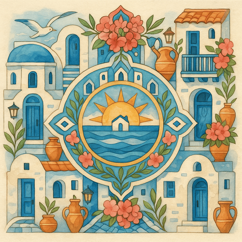 "Serenity Mandalas" Series - Santorini P251113#01 | Original Paint by Numbers