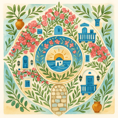 "Serenity Mandalas" Series - Santorini P251113#01 | Original Paint by Numbers