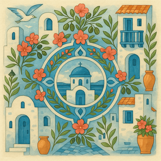 "Serenity Mandalas" Series - Santorini P251113#01 | Original Paint by Numbers