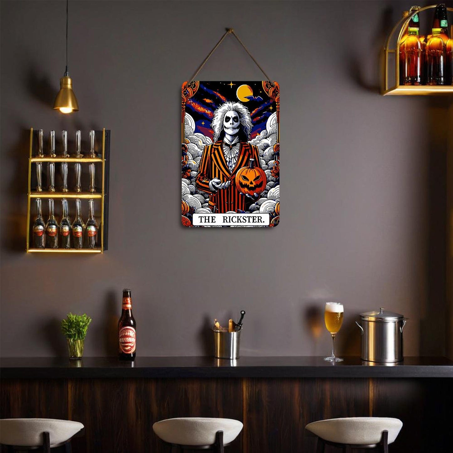 ColourMost™ Metal Bar/Posters Art Paint By Numbers- Halloween Skeleton #23 (20x30cm /7.8"x11.8"）