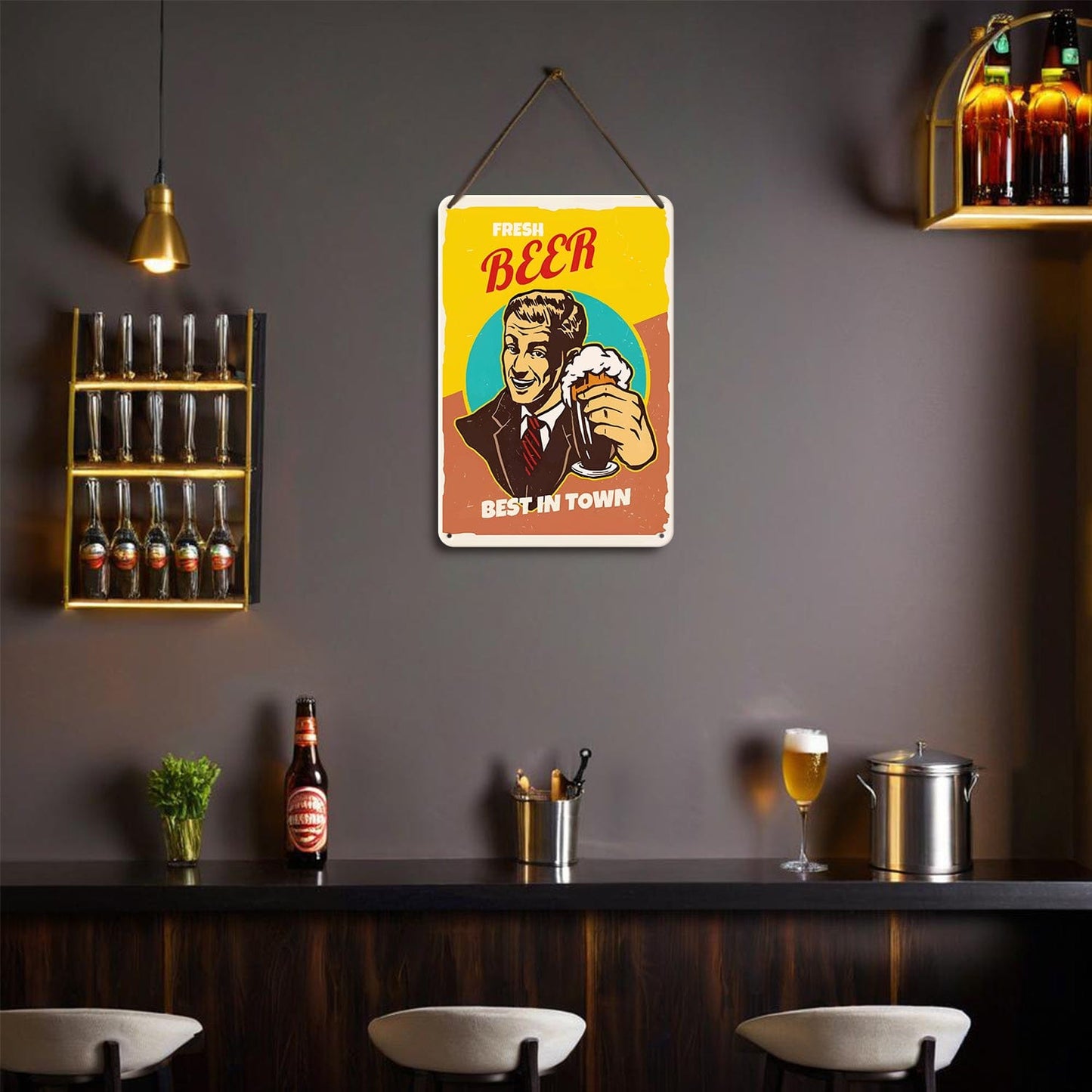 ColourMost™ Metal Bar/Posters Art Paint By Numbers- Fresh Beer, Best in Town #05 (20x30cm /7.8"x11.8"）