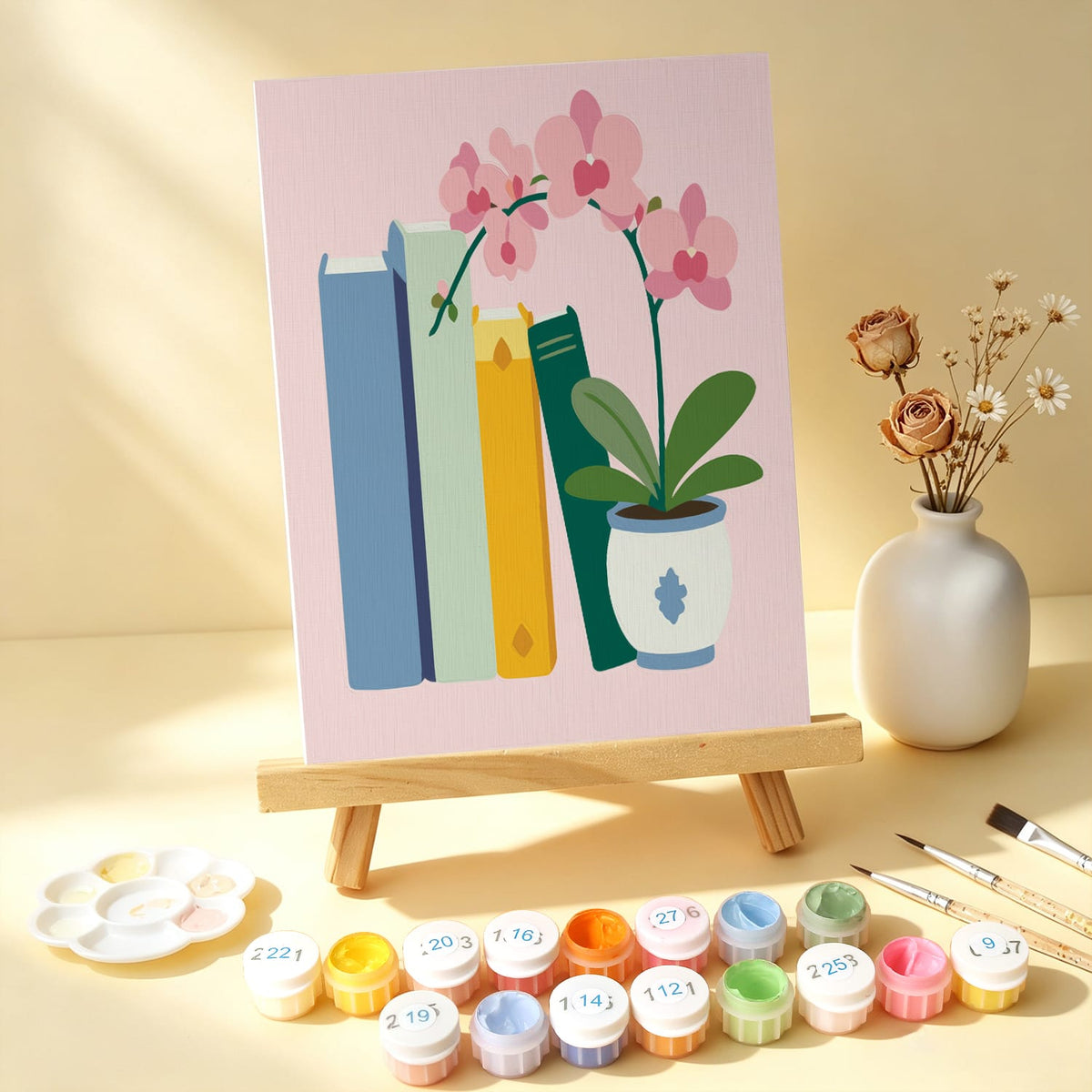 Mini Paint by Numbers Kit - Quiet Blooms ｜6 Canvas Panels