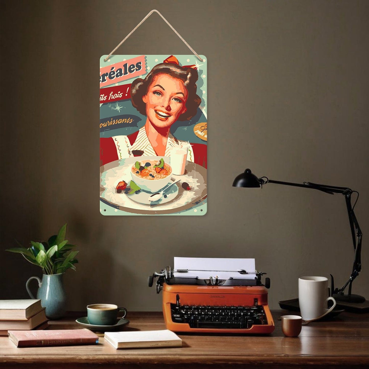 ColourMost™ Metal Bar/Posters Art Paint By Numbers- Vintage Breakfast Lady #18 (20x30cm /7.8"x11.8"）