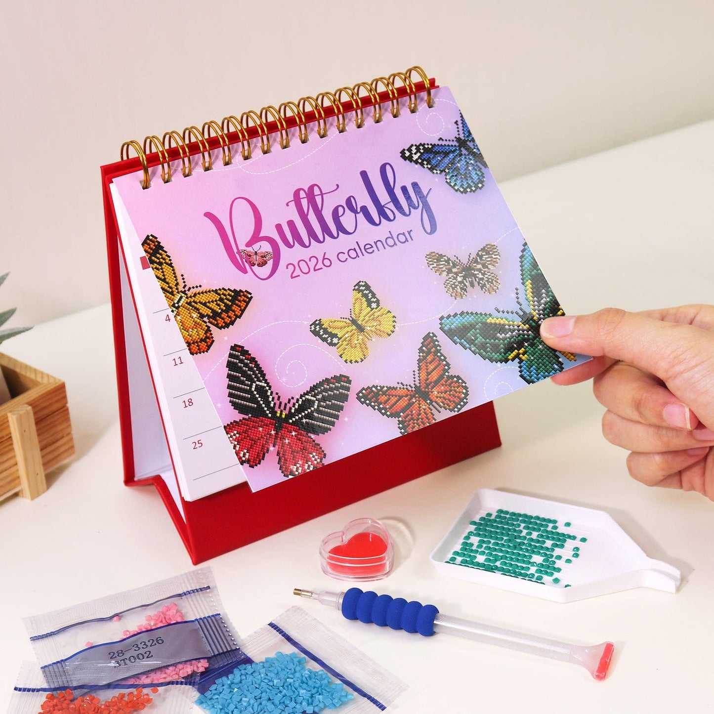 ColourMost™ 2026 Desk Calendar Series – Butterflies /Diamond Painting(17cm x 15cm)