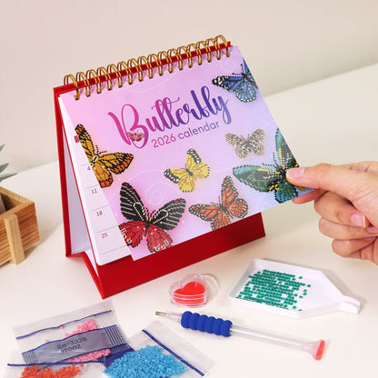 ColourMost™ 2026 Desk Calendar Series – Butterflies /Diamond Painting(17cm x 15cm)